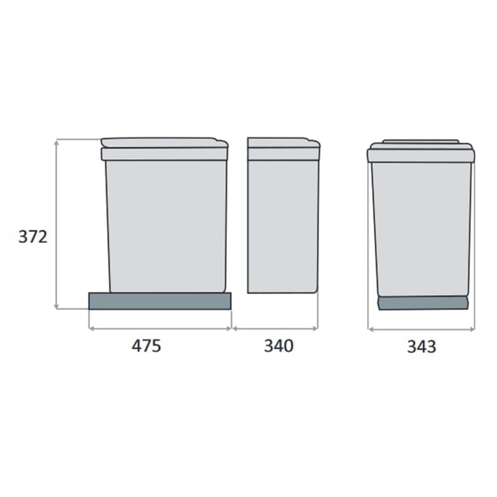 Collecteur de déchets sélectif à roulettes rectangulaire gris