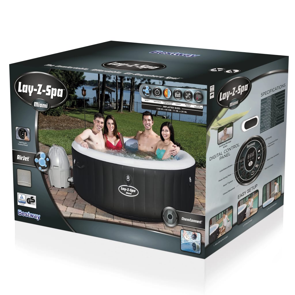Lay-Z-Spa Cuve thermale gonflable Miami Air Jet