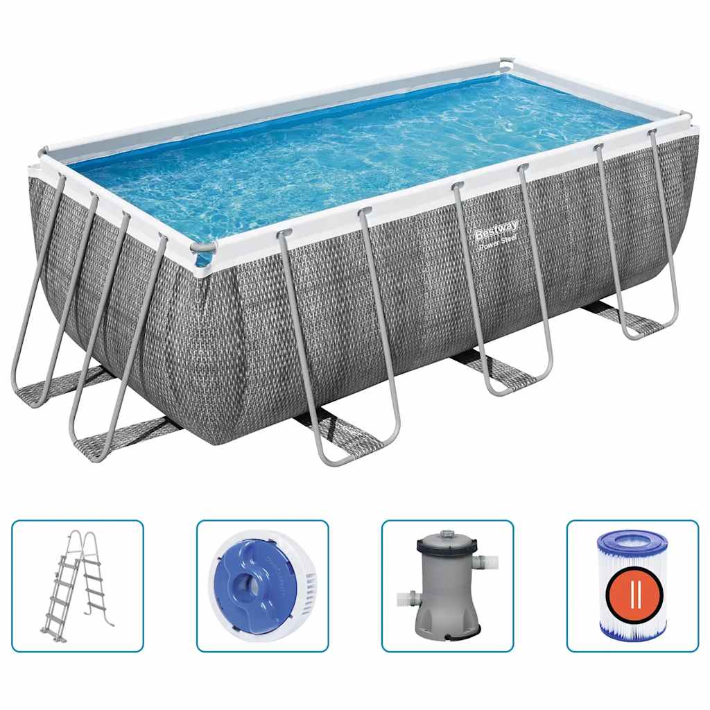 Ensemble de piscine rectangulaire Power Steel 412x201x122 cm