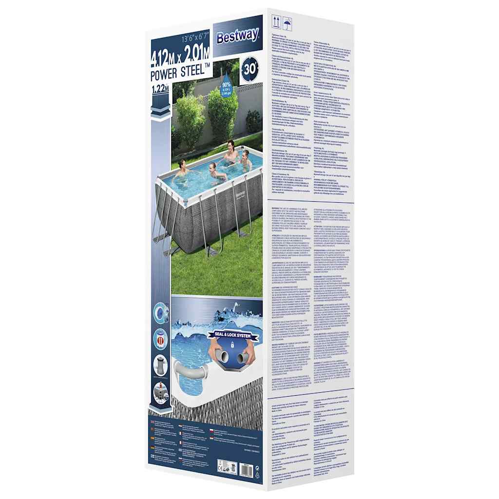 Ensemble de piscine rectangulaire Power Steel 412x201x122 cm