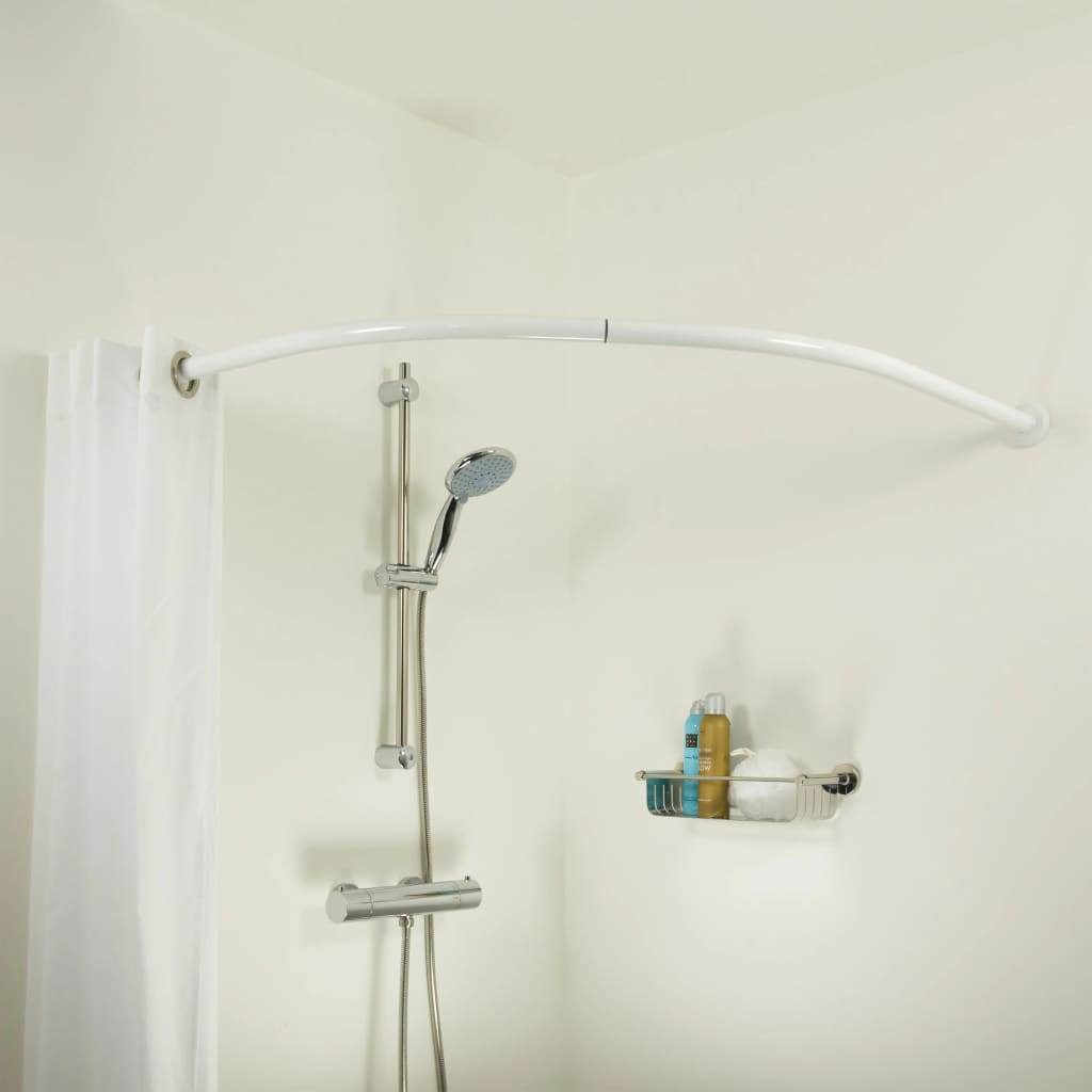 Tringle de rideau de douche courbée Blanc