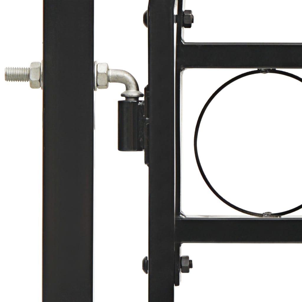 Portillon double porte avec dessus arqué Acier 300x125 cm Noir
