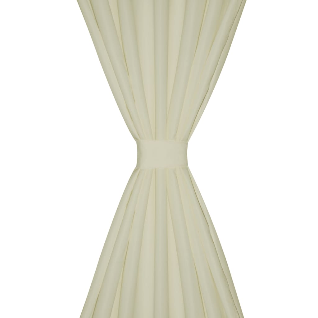 2 pcs Rideau à Passant Micro Satin Crème 140 x 175 cm