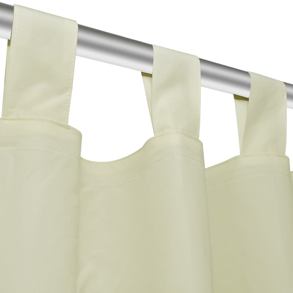 2 pcs Rideau à Passant Micro Satin Crème 140 x 175 cm
