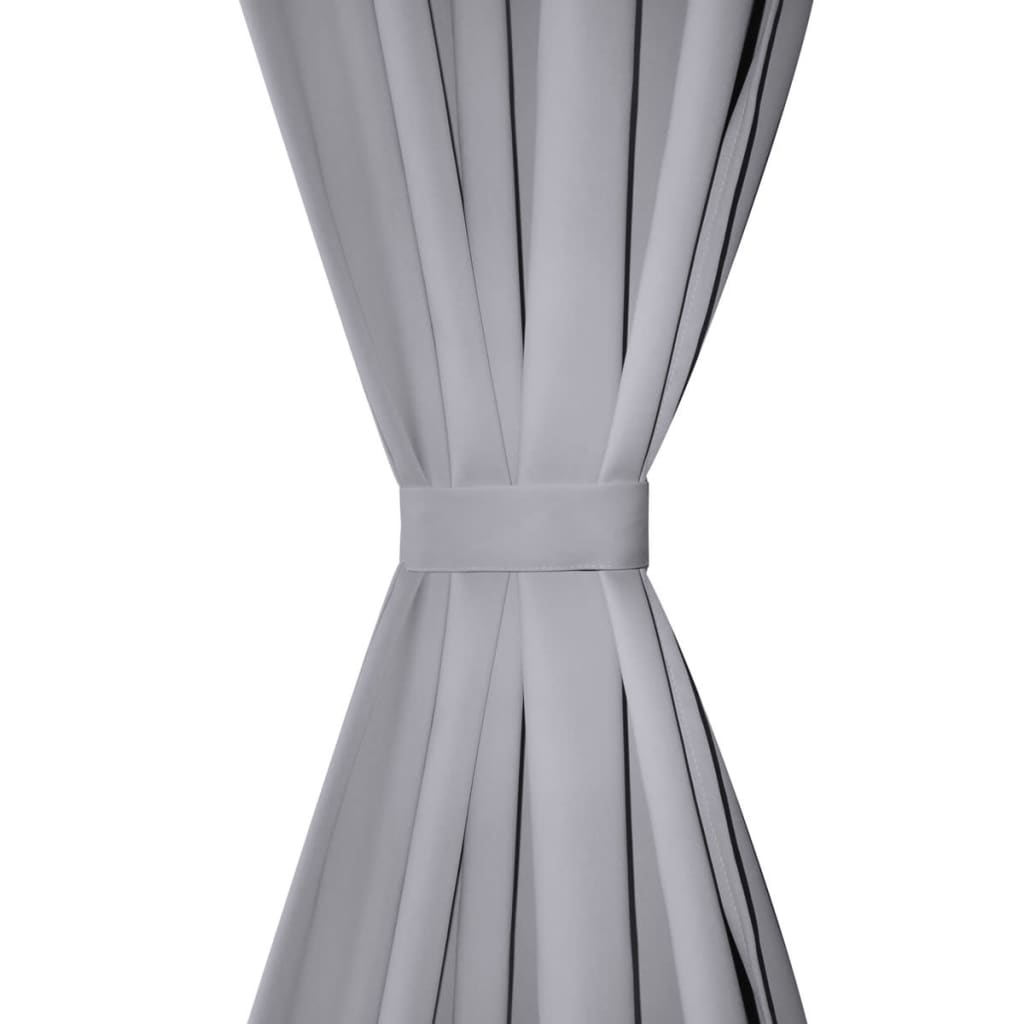 2 pcs Rideau Blackout Occultant Gris avec Œillets en métal 135x245cm