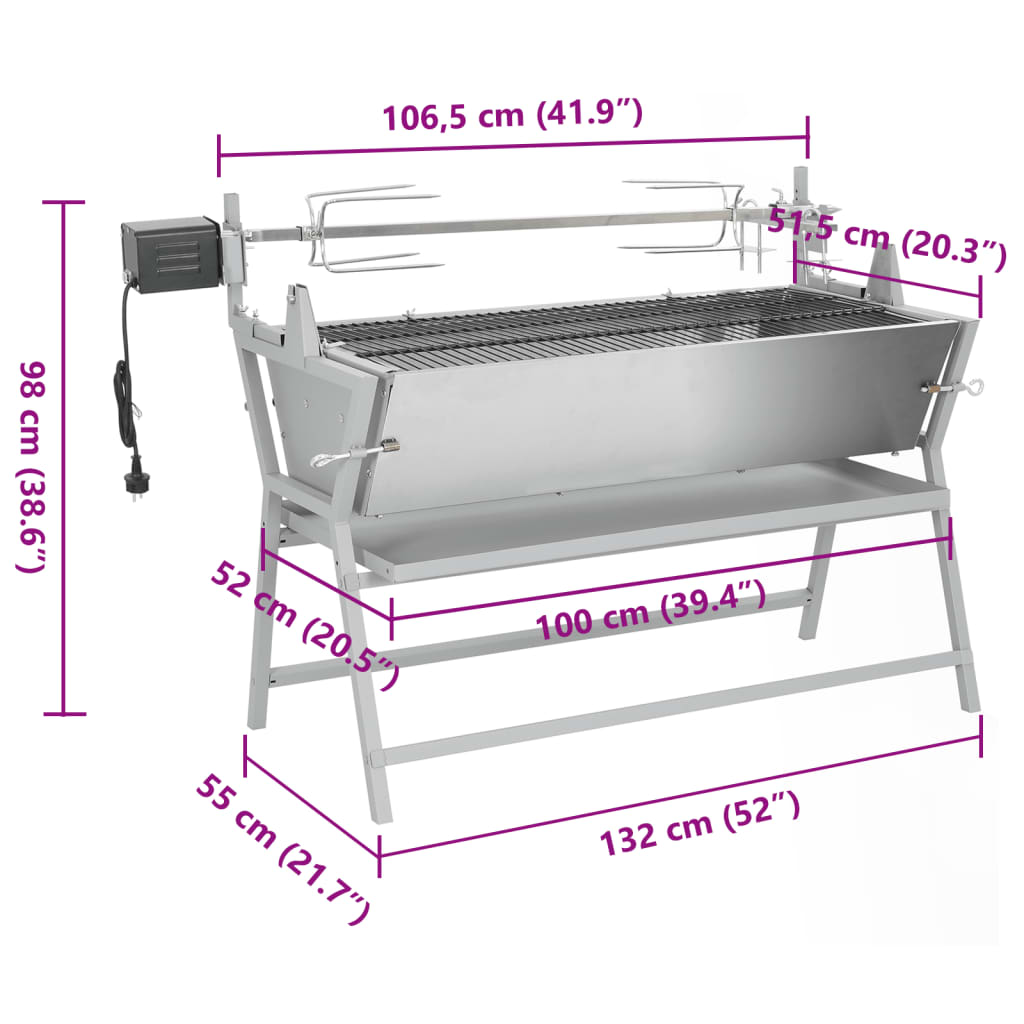 Broche à rôtir de barbecue Fer et acier inoxydable