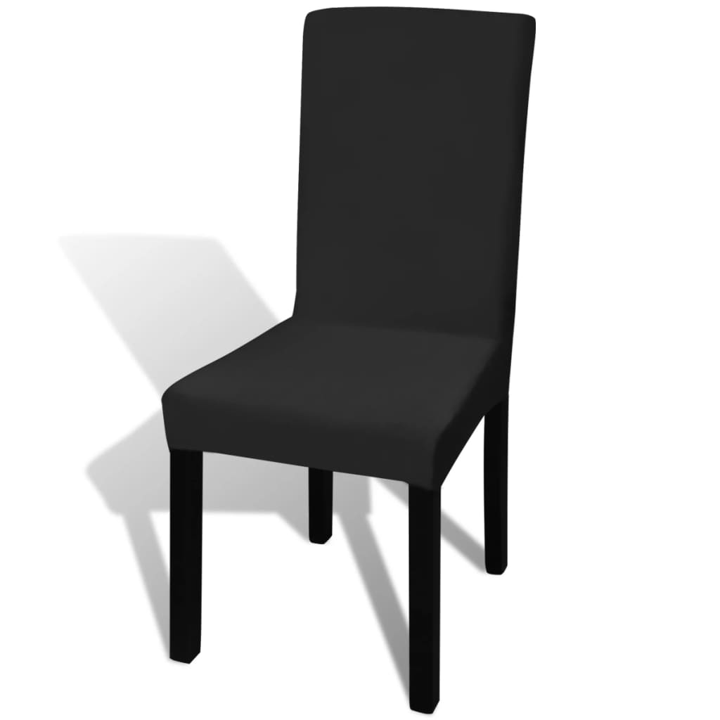 Housse de chaise droite extensible 4 pcs noir