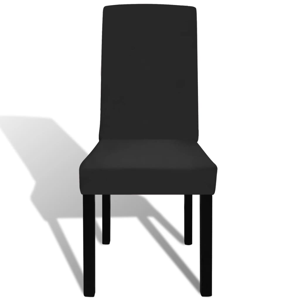 Housse de chaise droite extensible 4 pcs noir