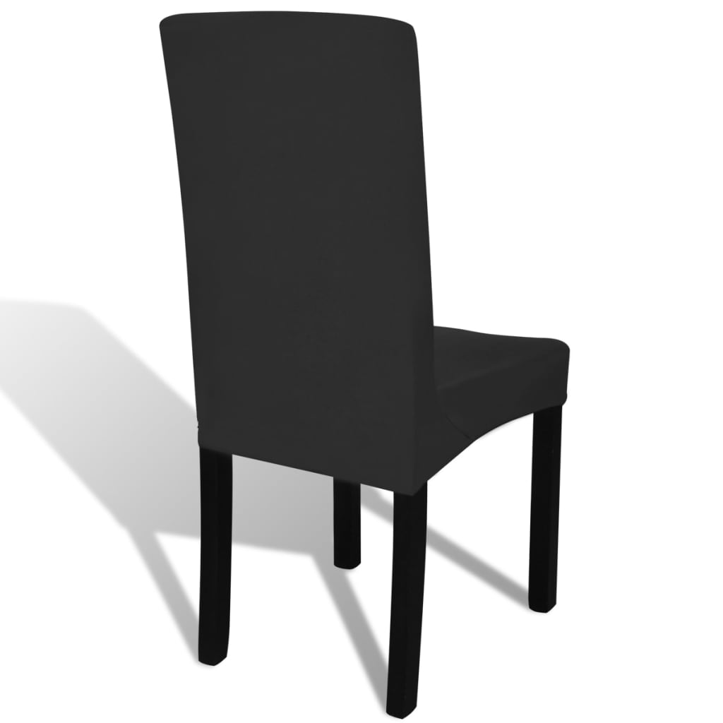 Housse de chaise droite extensible 4 pcs noir