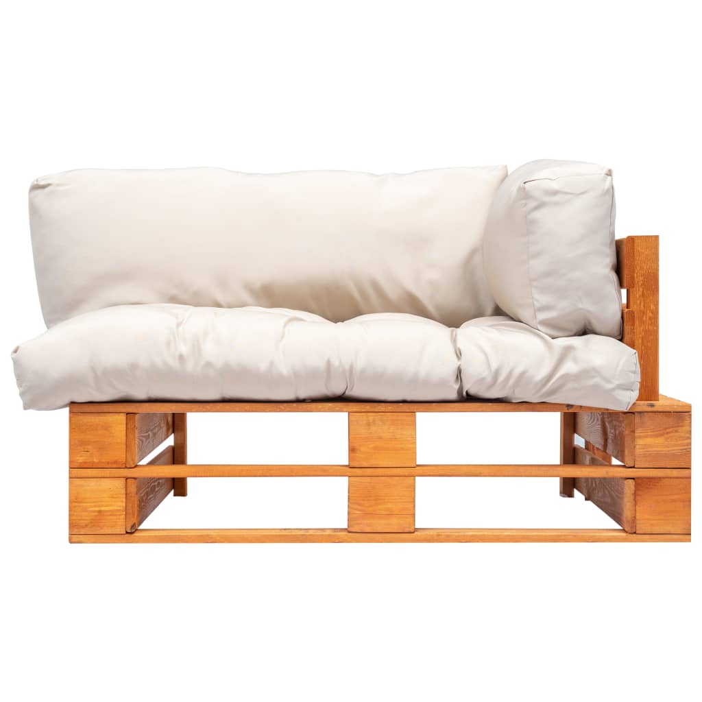 Canapé de jardin palette avec coussins sable pinède