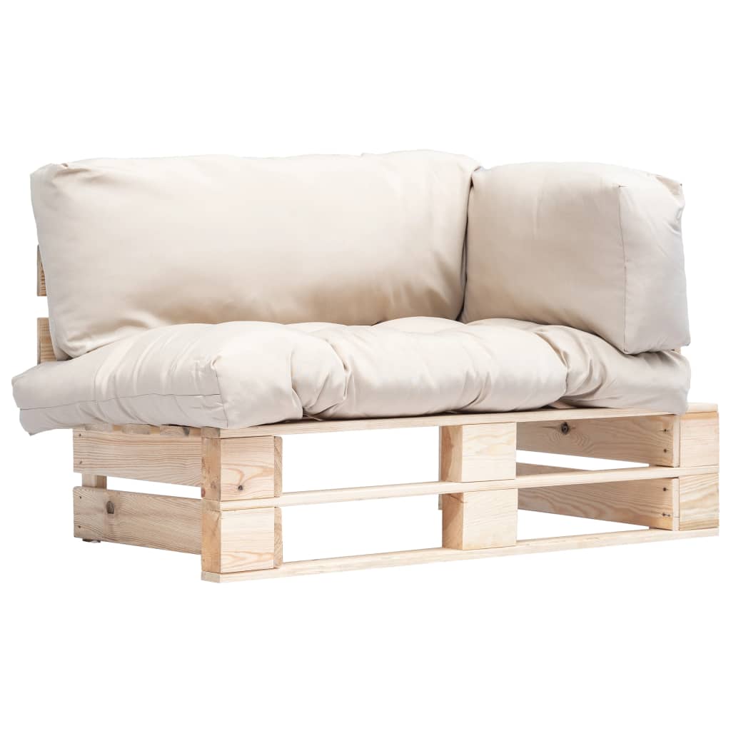 Canapé de jardin palette avec coussins sable Pinède