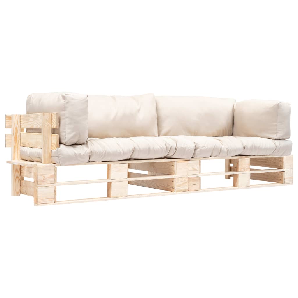 Canapés de jardin palette 2 pcs avec coussins sable Pinède
