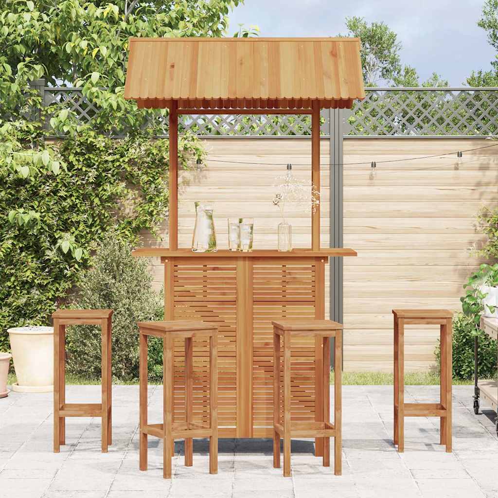 Table de bar d'extérieur avec toit 113x106x217 cm Bois d'acacia