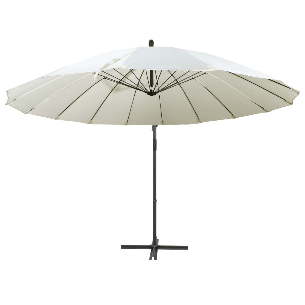 Parasol suspendu avec poteau en aluminium Blanc 3 m