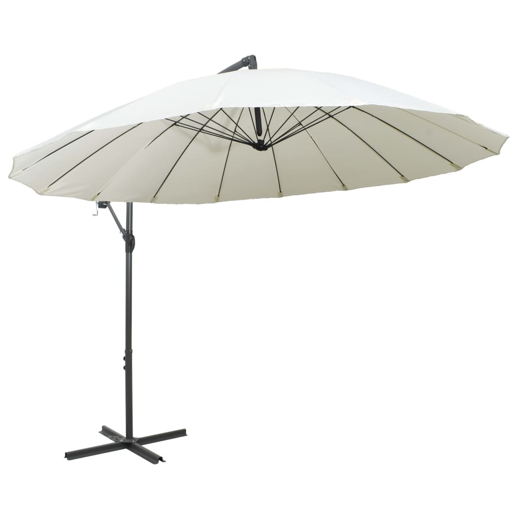 Parasol suspendu avec poteau en aluminium Blanc 3 m