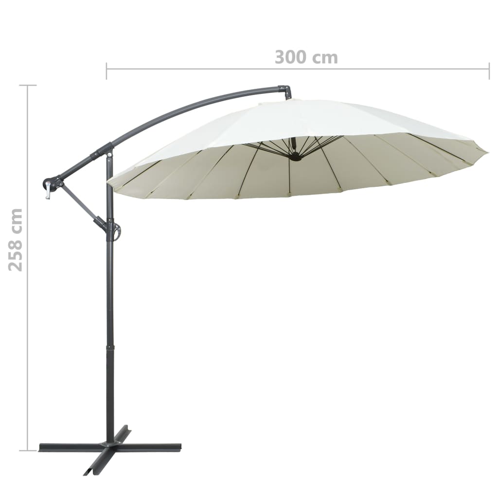 Parasol suspendu avec poteau en aluminium Blanc 3 m