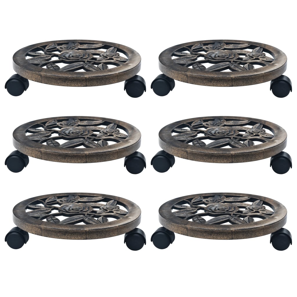 Chariots pour plantes 6 pcs Bronze 30 cm Plastique