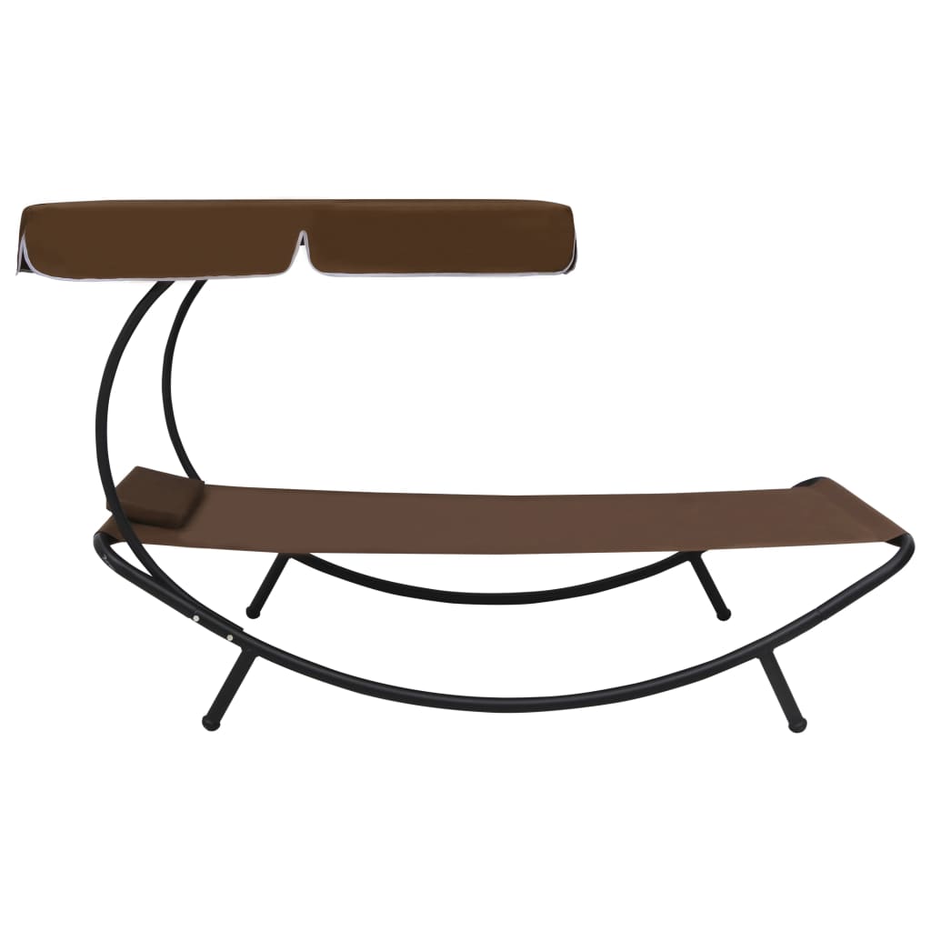 Lit de repos d'extérieur avec auvent et oreiller Marron