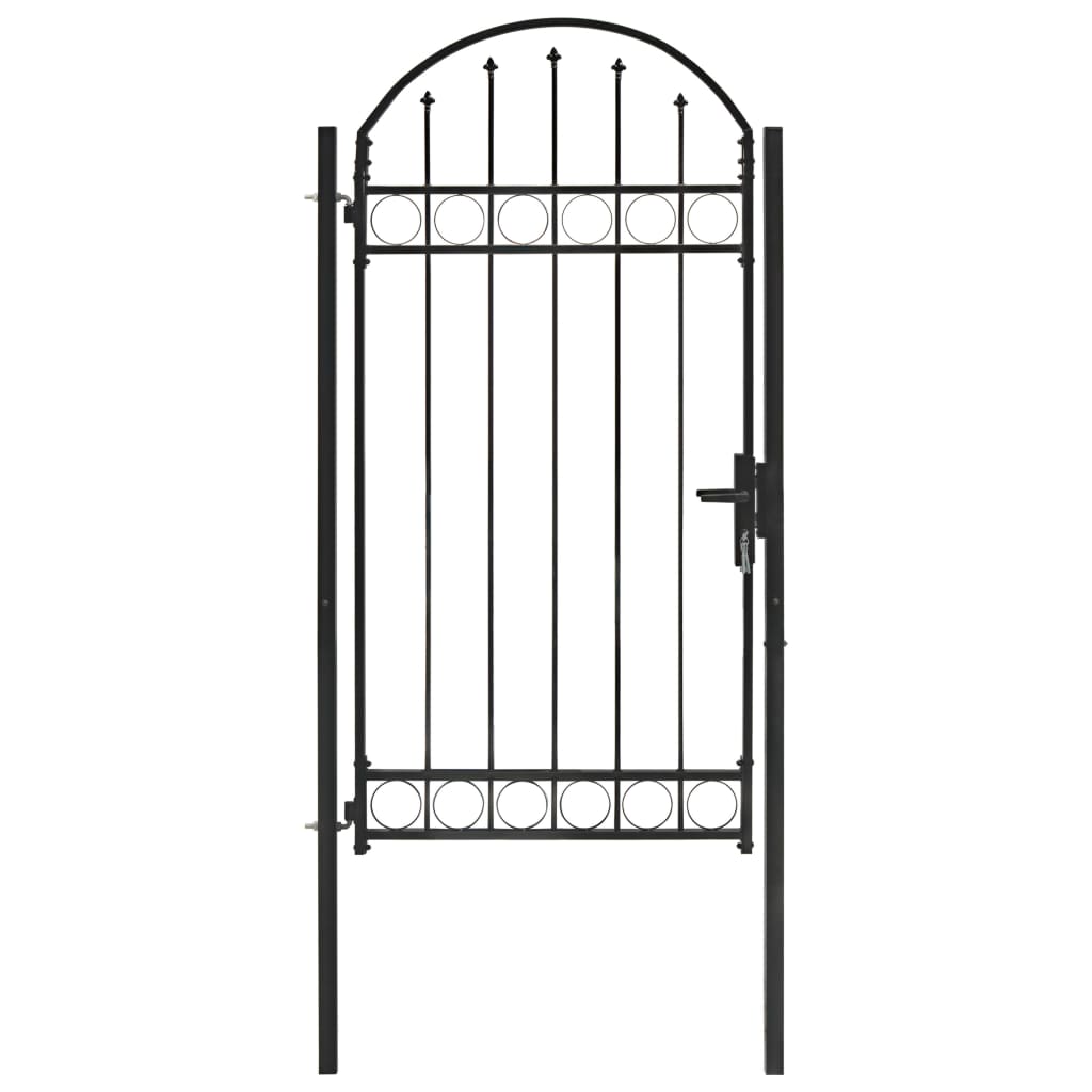 Portail de jardin avec dessus arqué Acier 100x250 cm Noir
