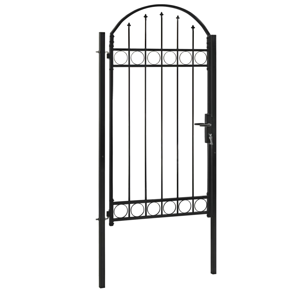 Portail de jardin avec dessus arqué Acier 100x250 cm Noir
