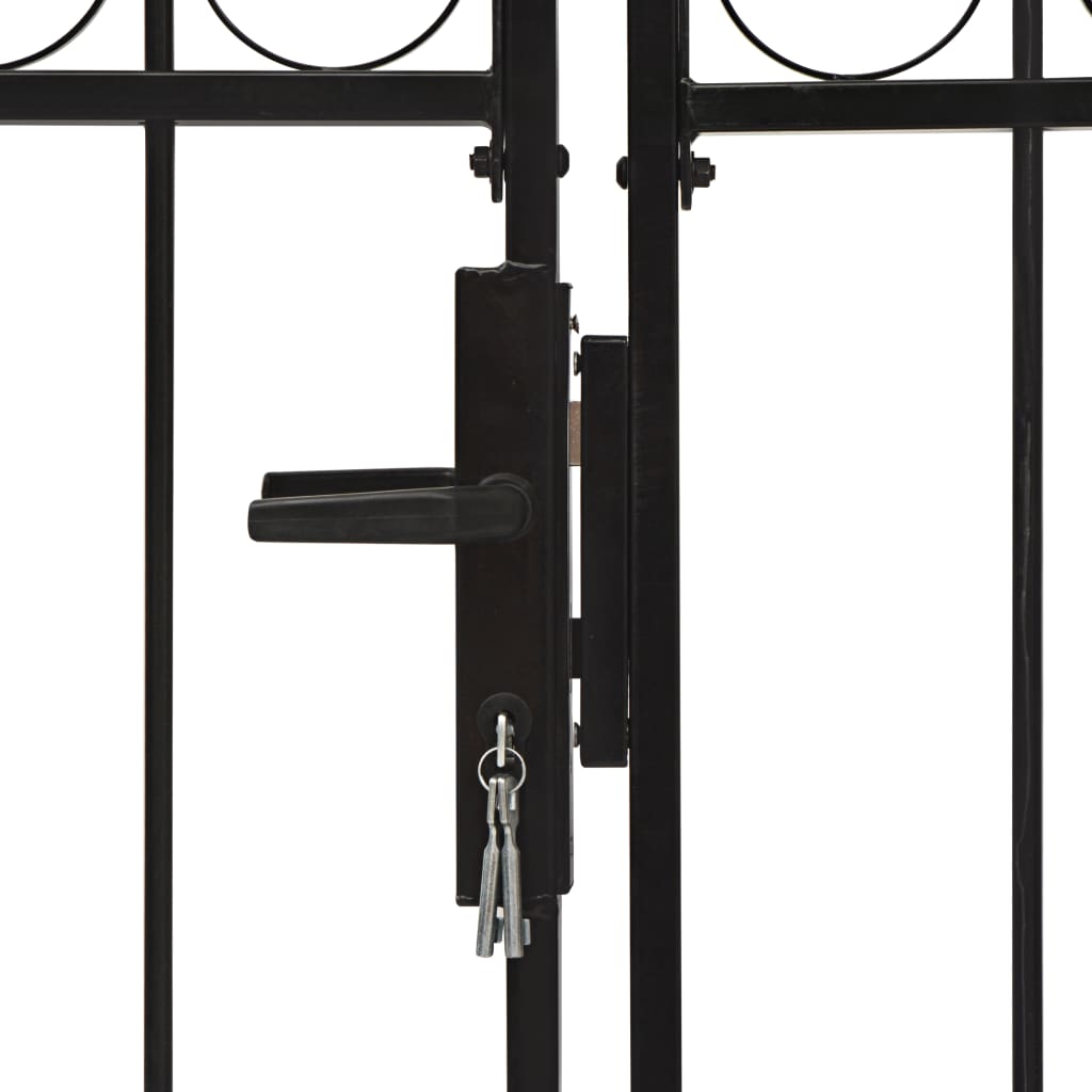 Portillon double porte avec dessus arqué Acier 300x200 cm Noir