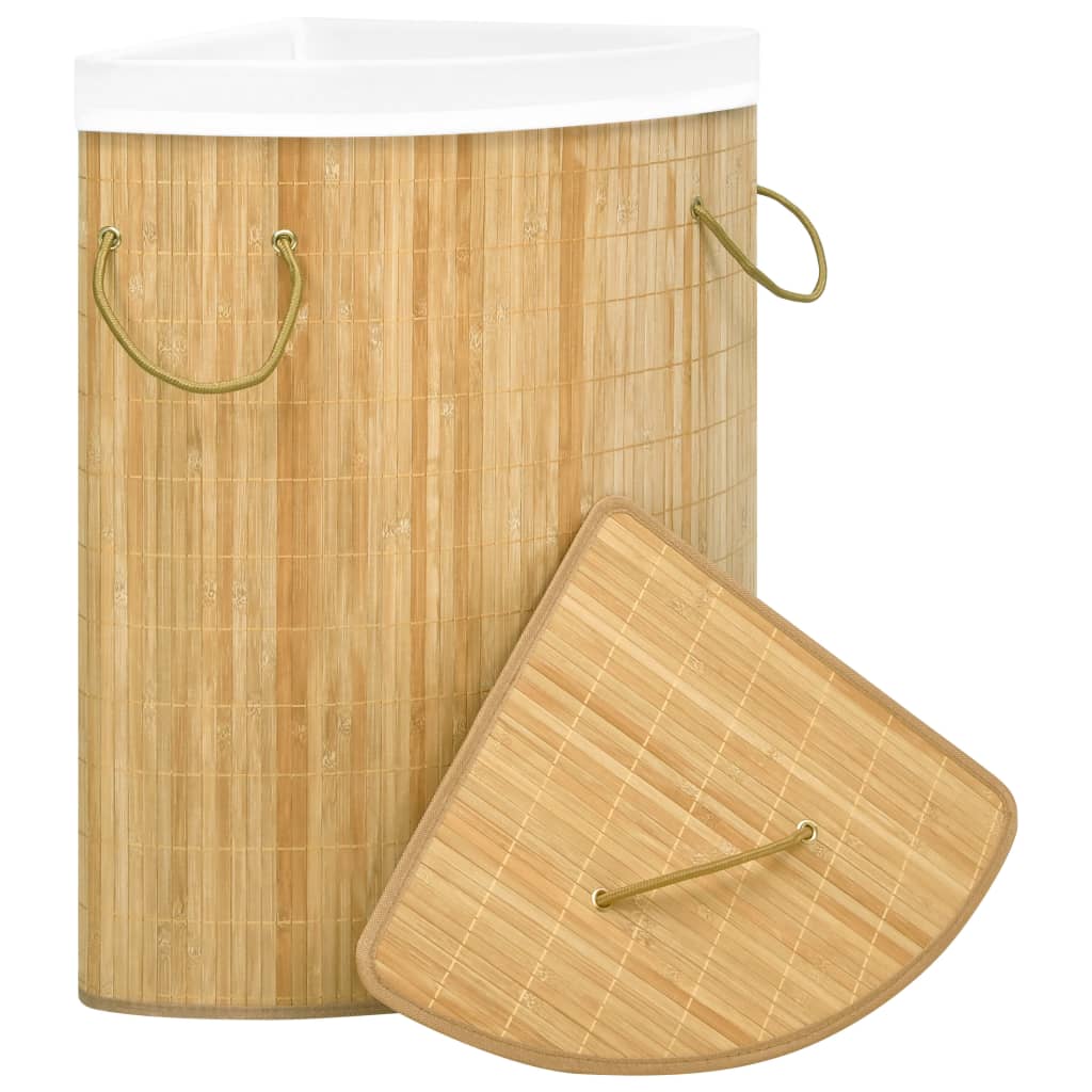Panier à linge d'angle Bambou 60 L