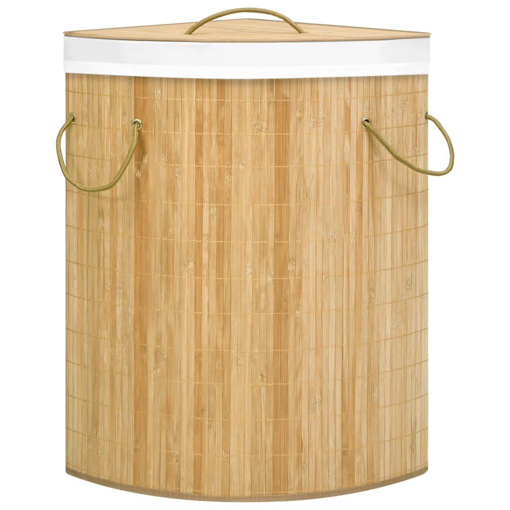 Panier à linge d'angle Bambou 60 L