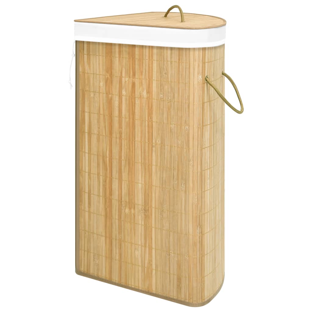 Panier à linge d'angle Bambou 60 L