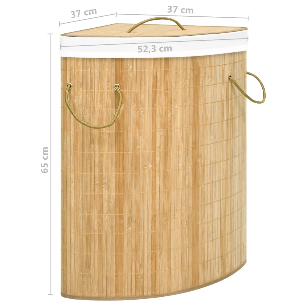 Panier à linge d'angle Bambou 60 L