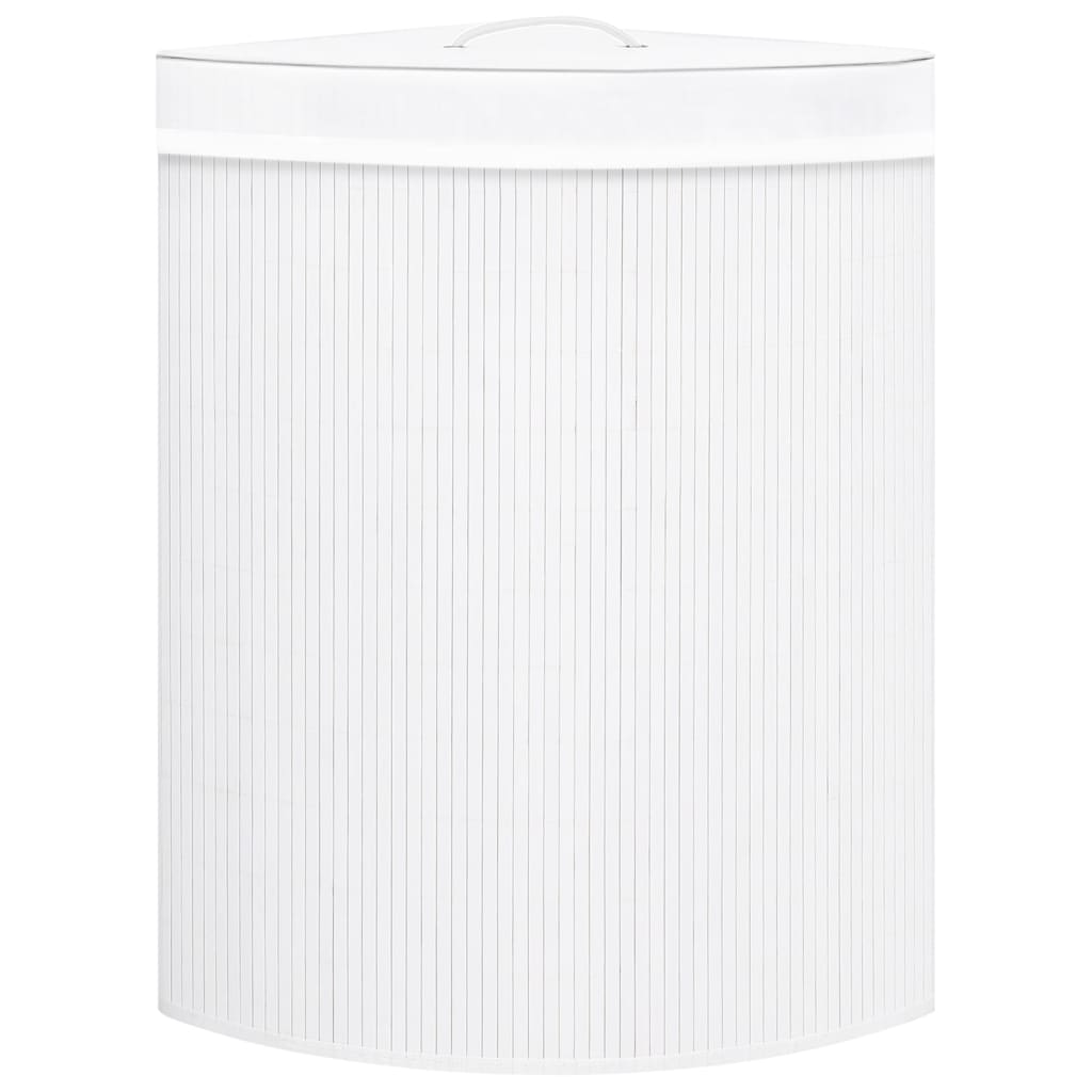 Panier à linge d'angle Bambou Blanc 60 L