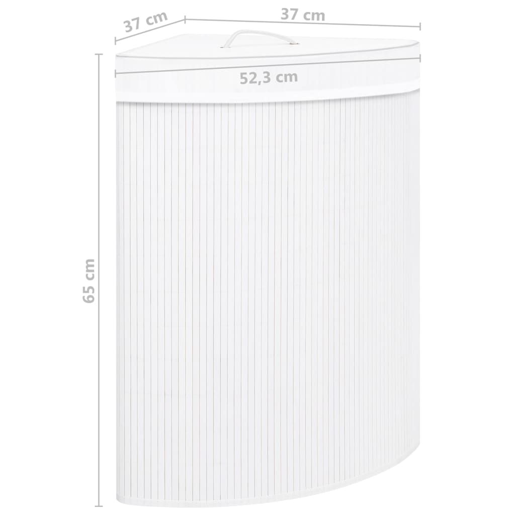 Panier à linge d'angle Bambou Blanc 60 L
