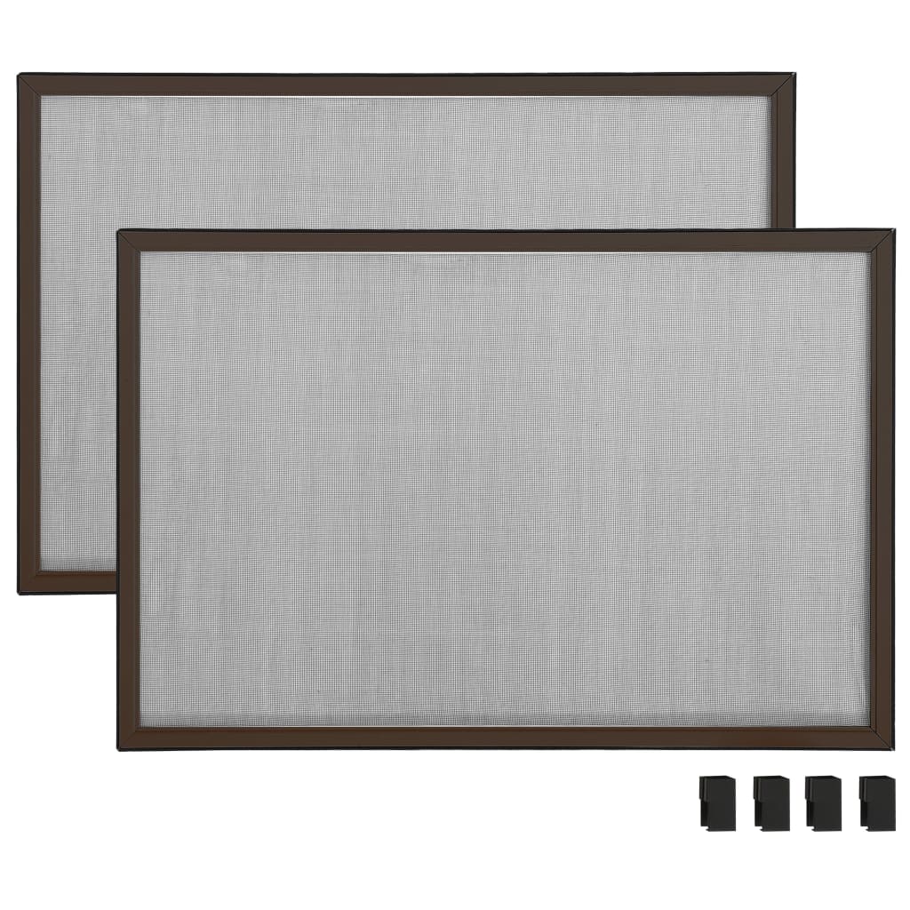 Moustiquaire extensible pour fenêtres Marron (75-143)x50 cm
