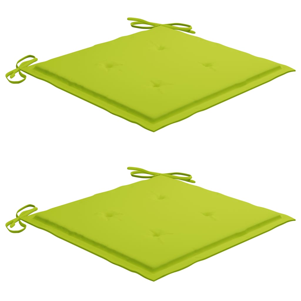Chaises de jardin avec coussins vert vif lot de 2 Bois de teck