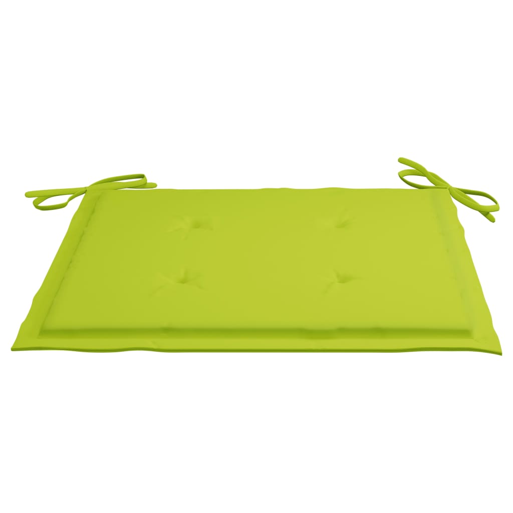 Chaises de jardin avec coussins vert vif lot de 2 Bois de teck