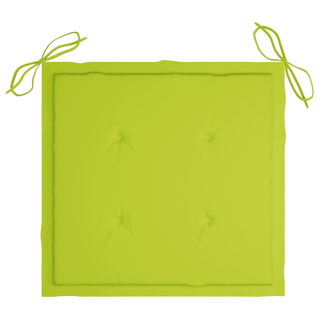 Chaises de jardin avec coussins vert vif lot de 2 Bois de teck
