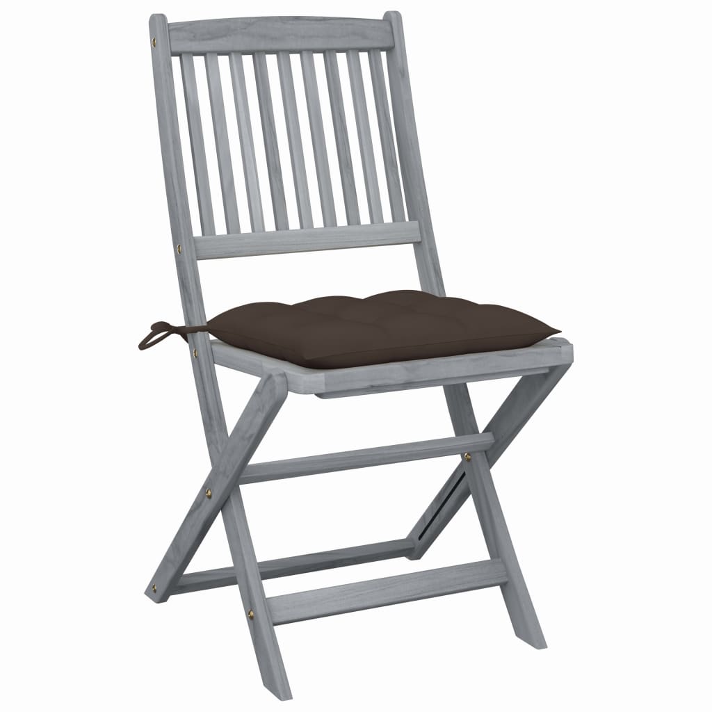 Chaises pliables d'extérieur lot de 2 et coussins Bois d'acacia