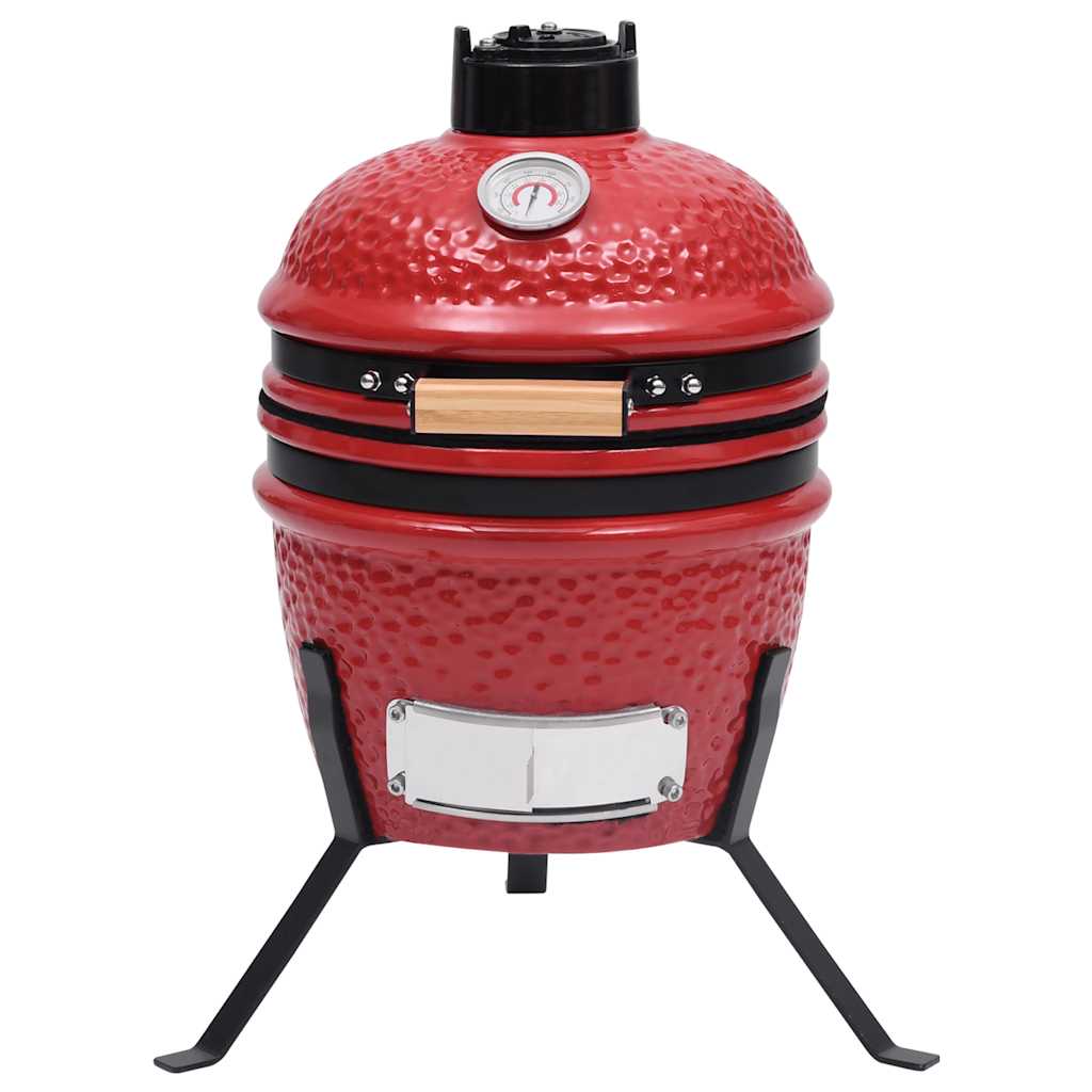 Barbecue à fumoir Kamado 2-en-1 Céramique 56 cm Rouge