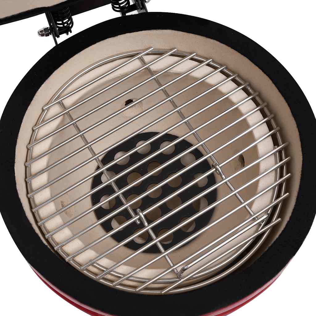 Barbecue à fumoir Kamado 2-en-1 Céramique 56 cm Rouge
