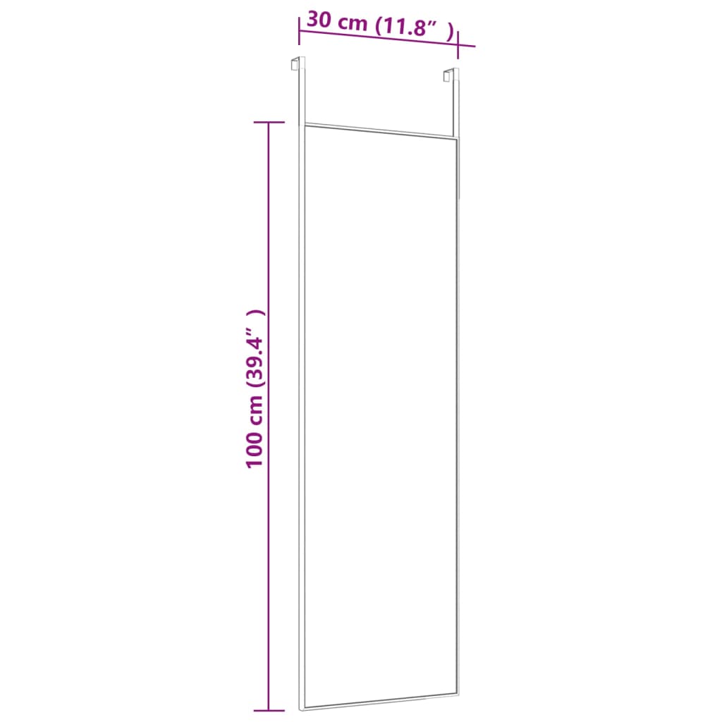 Miroir de porte Noir 30x100 cm Verre et aluminium