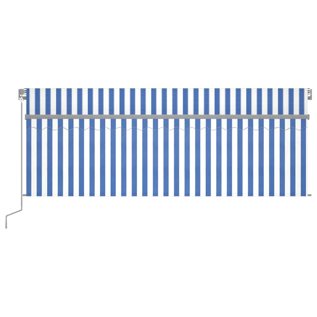 Auvent manuel rétractable avec store 4,5x3 m Bleu et blanc