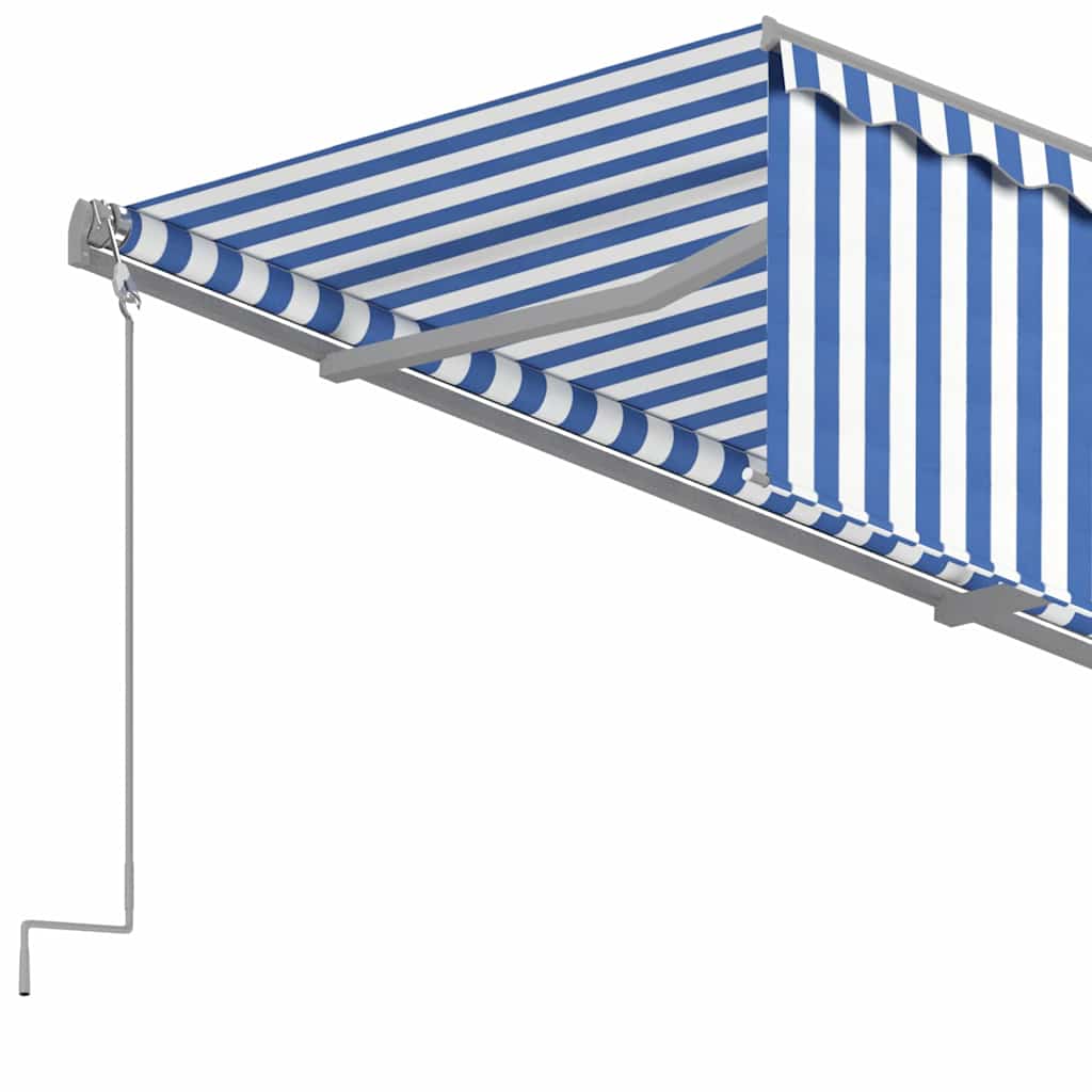 Auvent manuel rétractable avec store 4,5x3 m Bleu et blanc