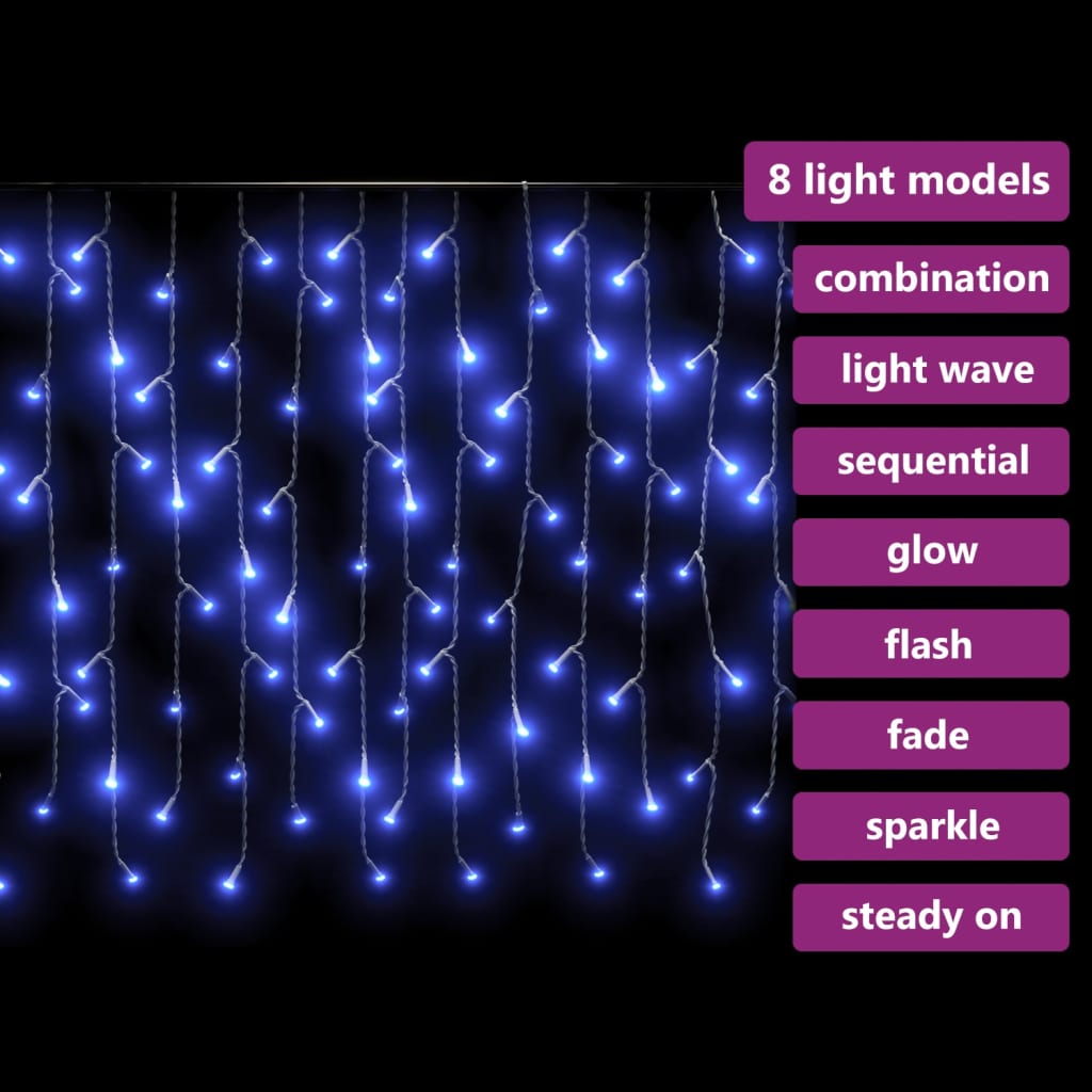 Rideau lumineux à glaçons LED 10m 400 LED Bleu 8 fonctions