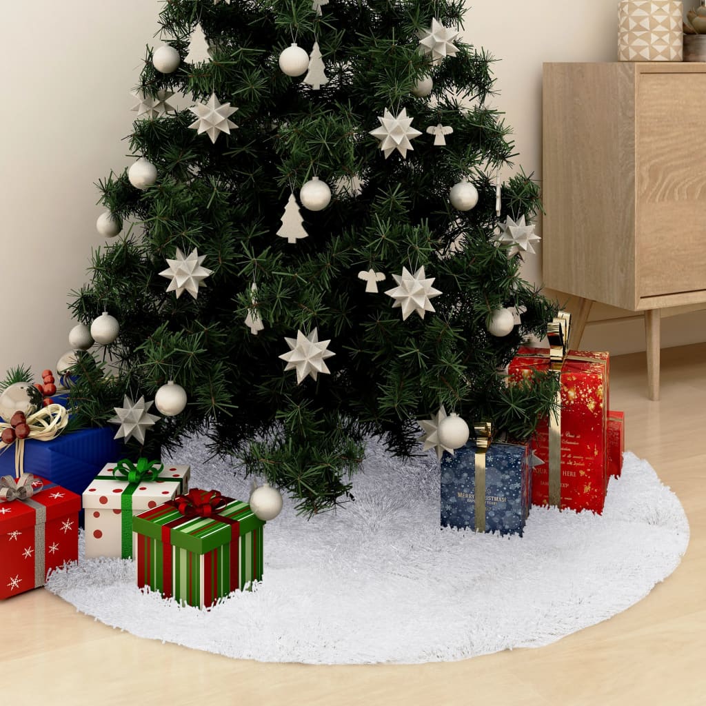 Jupe de sapin de Noël Blanc 150 cm Fausse fourrure
