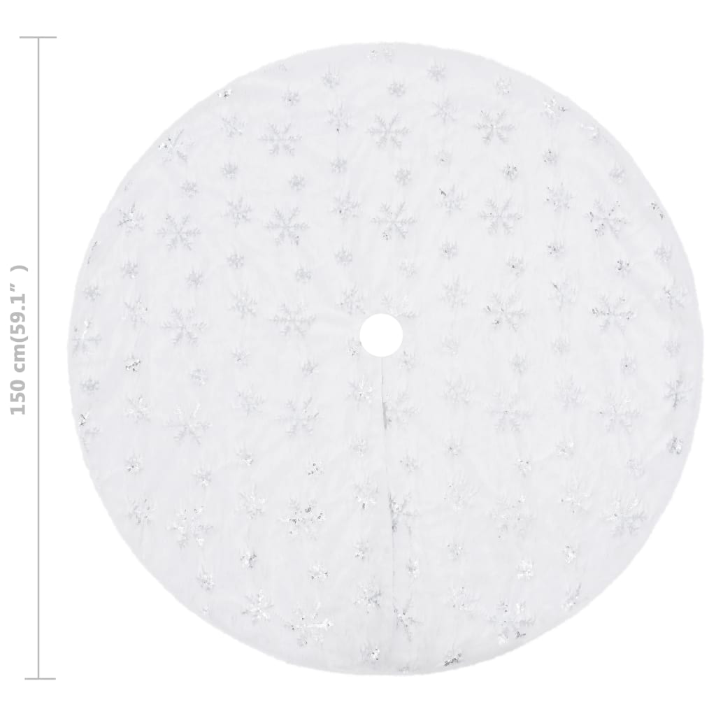 Jupe de sapin de Noël de luxe Blanc 150 cm Fausse fourrure