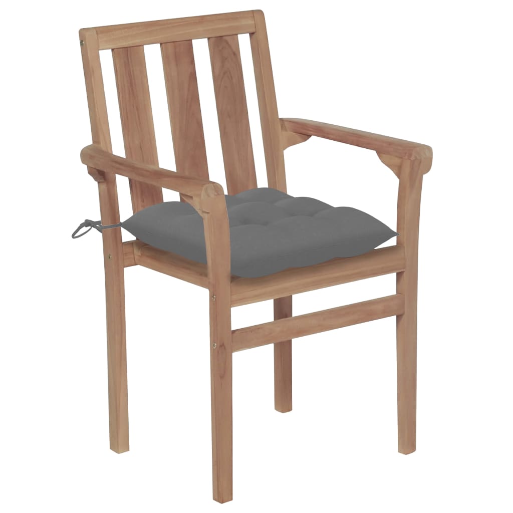 Chaises de jardin empilables avec coussins lot de 6 Teck solide