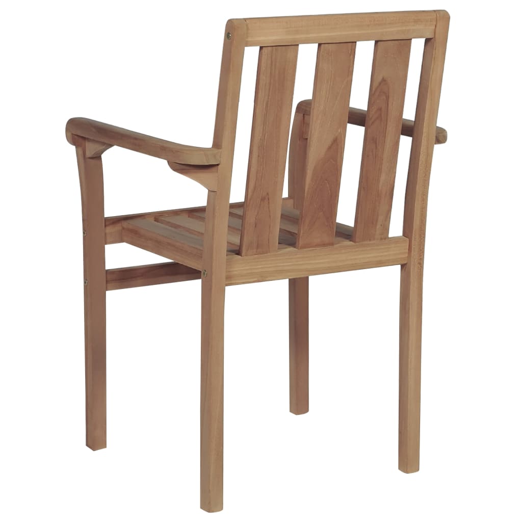 Chaises de jardin empilables avec coussins lot de 6 Teck solide
