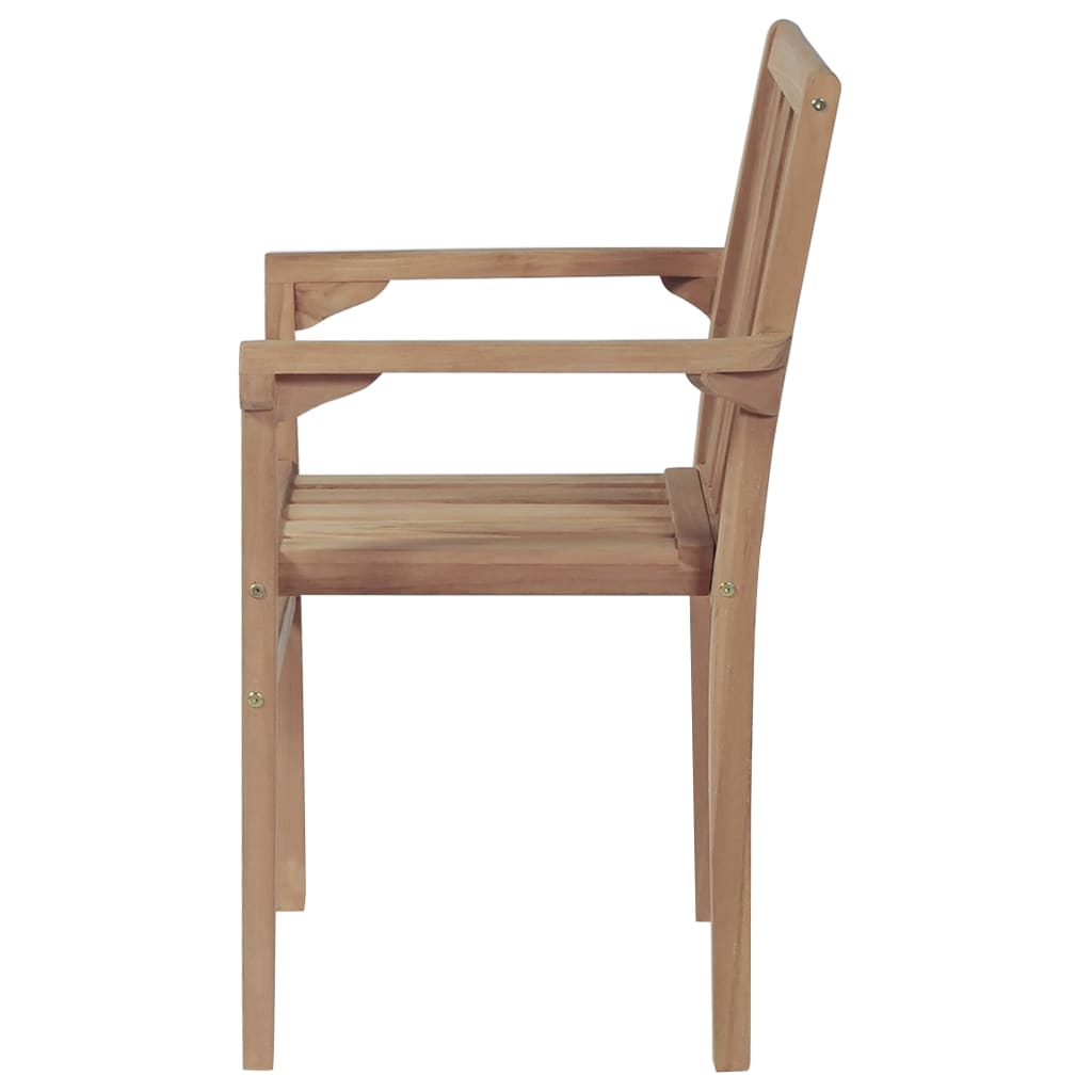 Chaises de jardin empilables avec coussins lot de 6 Teck solide