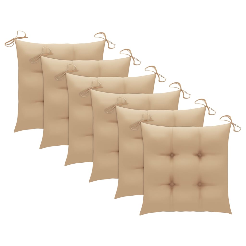 Chaises de jardin empilables avec coussins lot de 6 Teck solide
