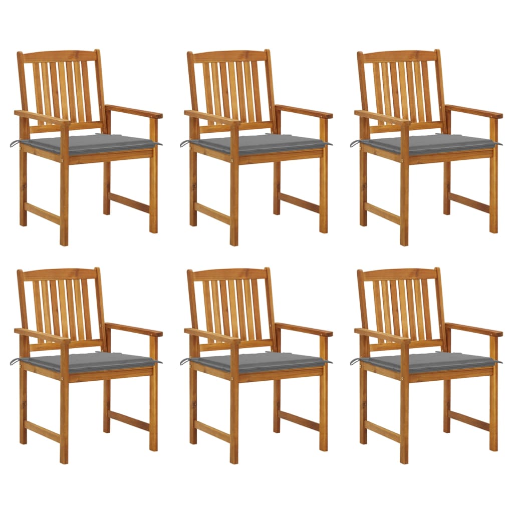 Chaises de jardin avec coussins lot de 6 Bois d'acacia massif