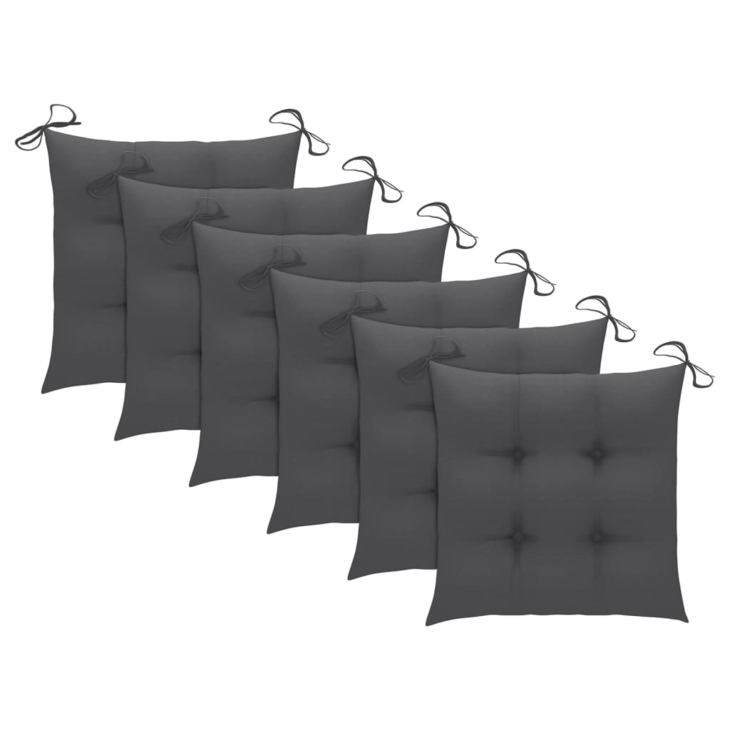 Chaises de jardin avec coussins lot de 6 Bois d'acacia massif